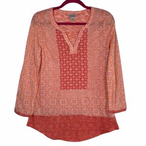 Lucky Brand Boho Mandala Paisley Orange Blouse S